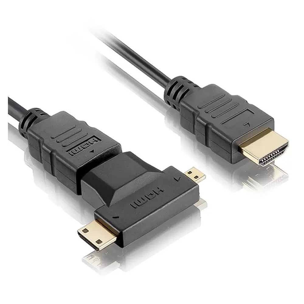 Cabo HDMI Com Conector Banhado a Ouro, Adaptador Preto de 1,8 Metros, Elgin, 46RCHDMIADAP