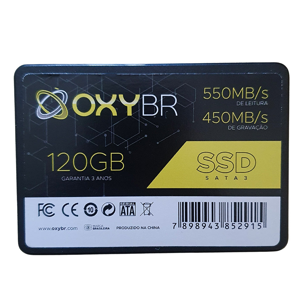 SSD 120GB OxyBR, SATA, 550 MB/s de Leitura, e 450 MB/s de Gravação