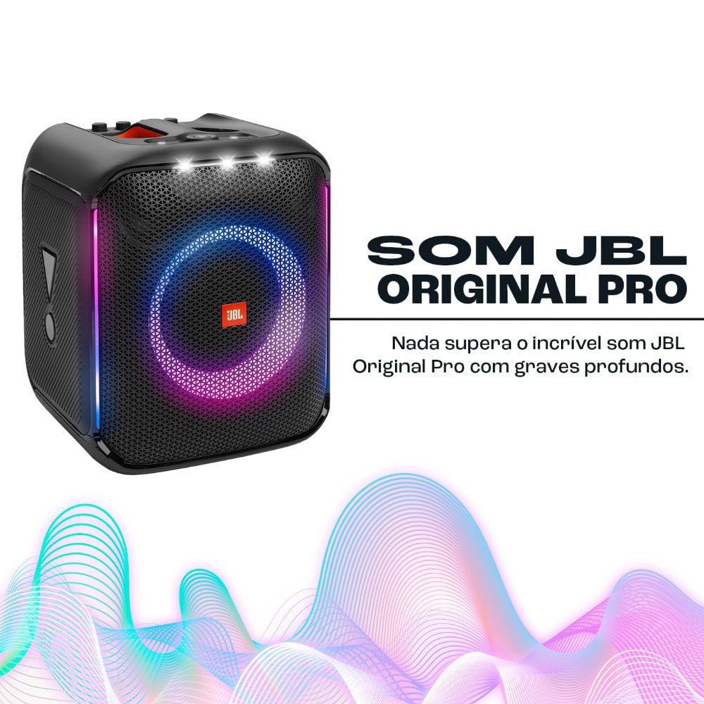 Caixa de Som JBL Bluetooth Partybox Encore, Com 2 Microfones , Novo Design à Prova de Respingos, 100W