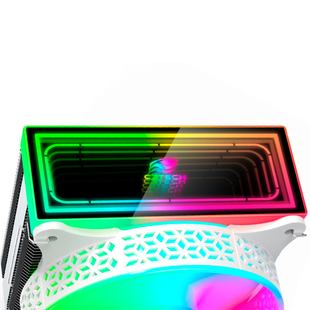 Cooler Fan CPU FC-L150RGB C3Tech, 120mm, 4 Heatpipes, RGB Espelho Infinito, 1600RPM, 50CFM, Intel/AMD - Branco