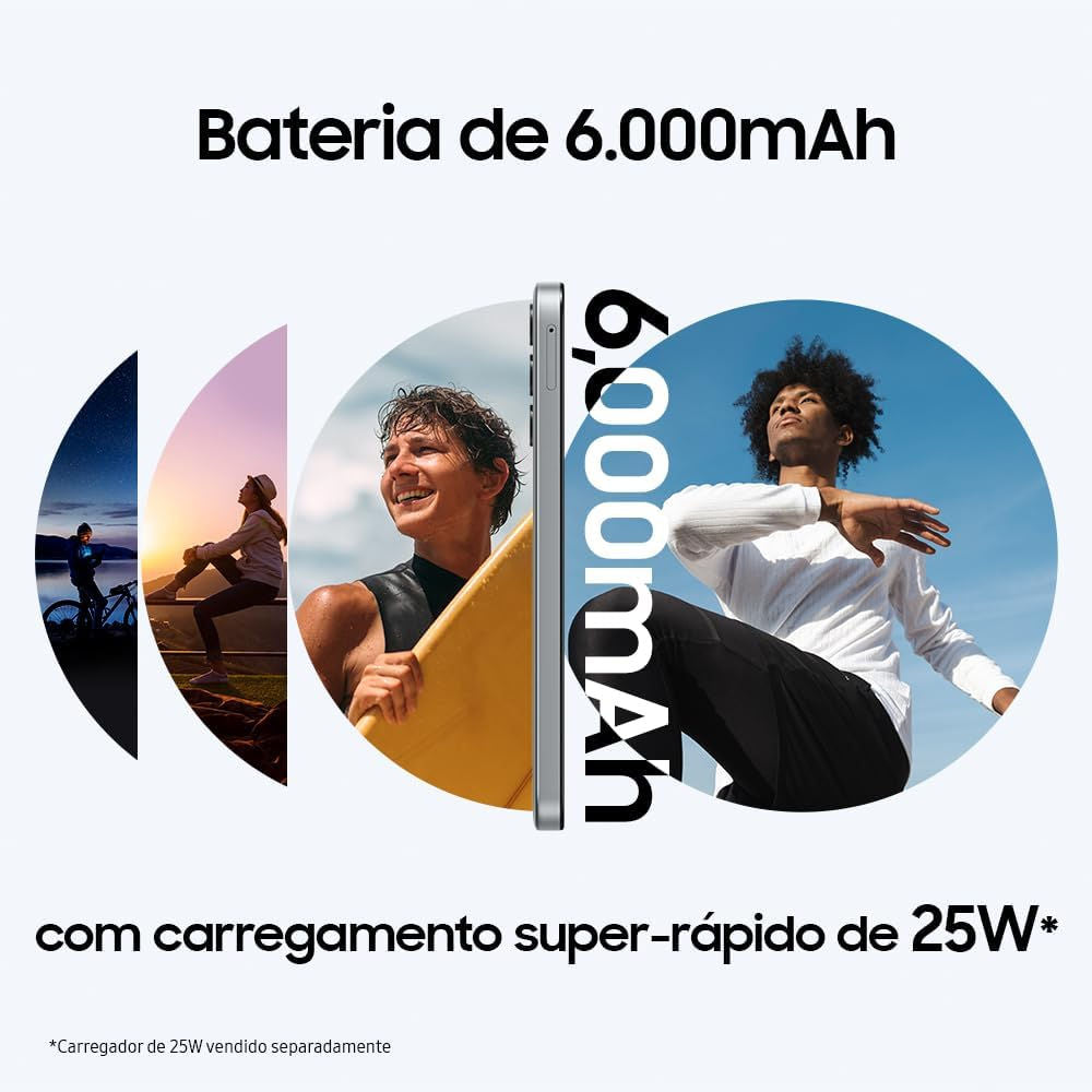 Smartphone Samsung Galaxy M15 5G Cinza 128GB 4GB RAM Tela 6.5" Super AMOLED FHD+ 90Hz Câmera 50MP, SM-M156B/DSN
