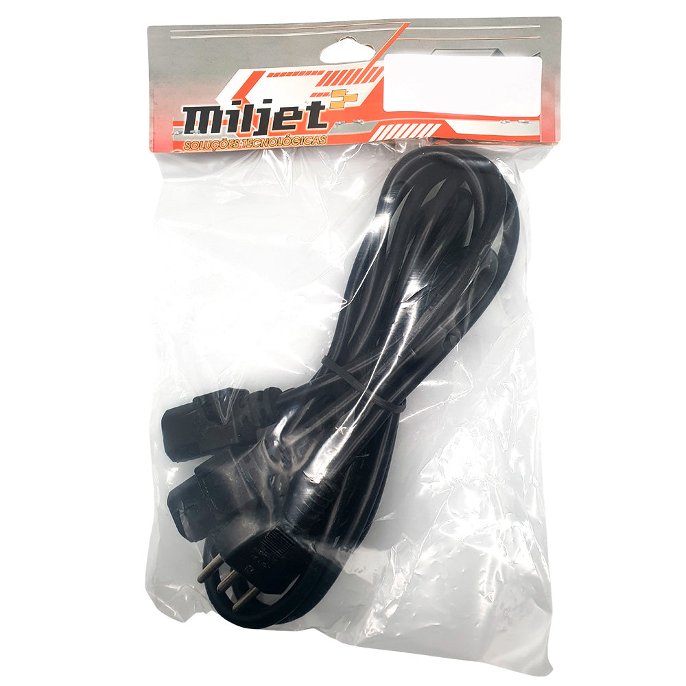 Cabo de Força Tripolar 3 Metros Y 1 Macho e 2 Fêmeas - Preto