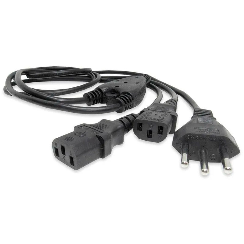 Cabo de Força Tripolar 3 Metros Y 1 Macho e 2 Fêmeas - Preto