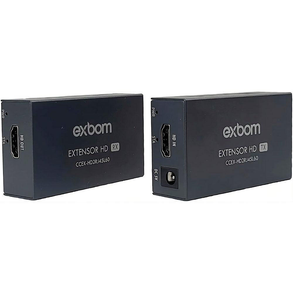 Adaptador Extensor HDMI X RJ45, CAT5e/CAT6, Transmissão Até 60M Via Cabo de Rede, EXBOM - CCEX-HD2RJ45L60
