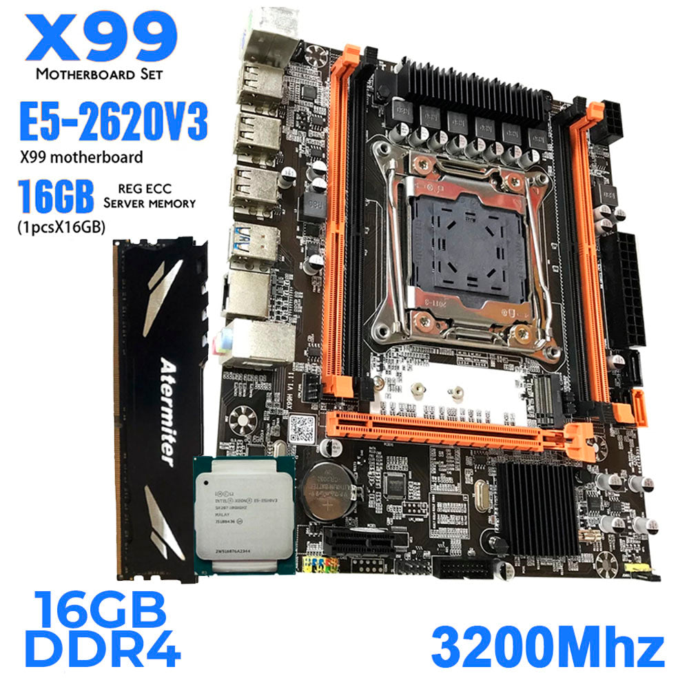 Placa Mãe X99 LGA 2011 Com Processador Intel Xeon E5 2620 Lga2011 e Memoria Ram DDR4 16GB 3200Mhz