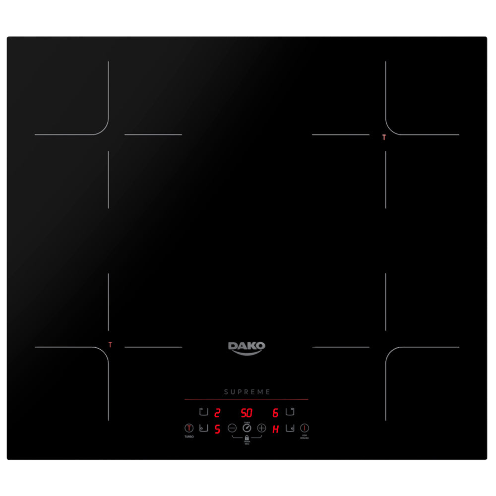 Fogão Cooktop de Indução 4 Bocas Preto com Trava de Segurança Dako Supreme 220V