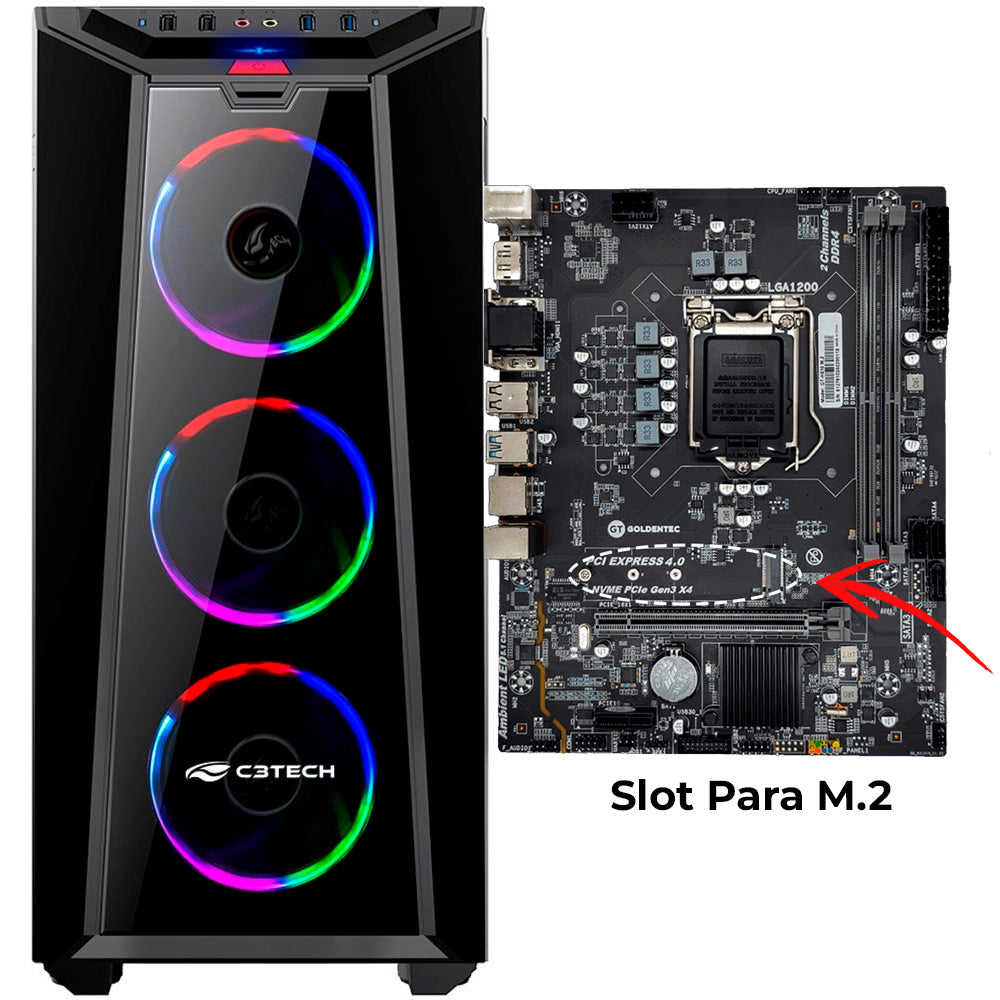 Computador Gamer I5-10400F, RAM 16GB, SSD 1TB, Placa de Vídeo RX 580 8GB, 256 Bits, Com Cooler FAN RGB