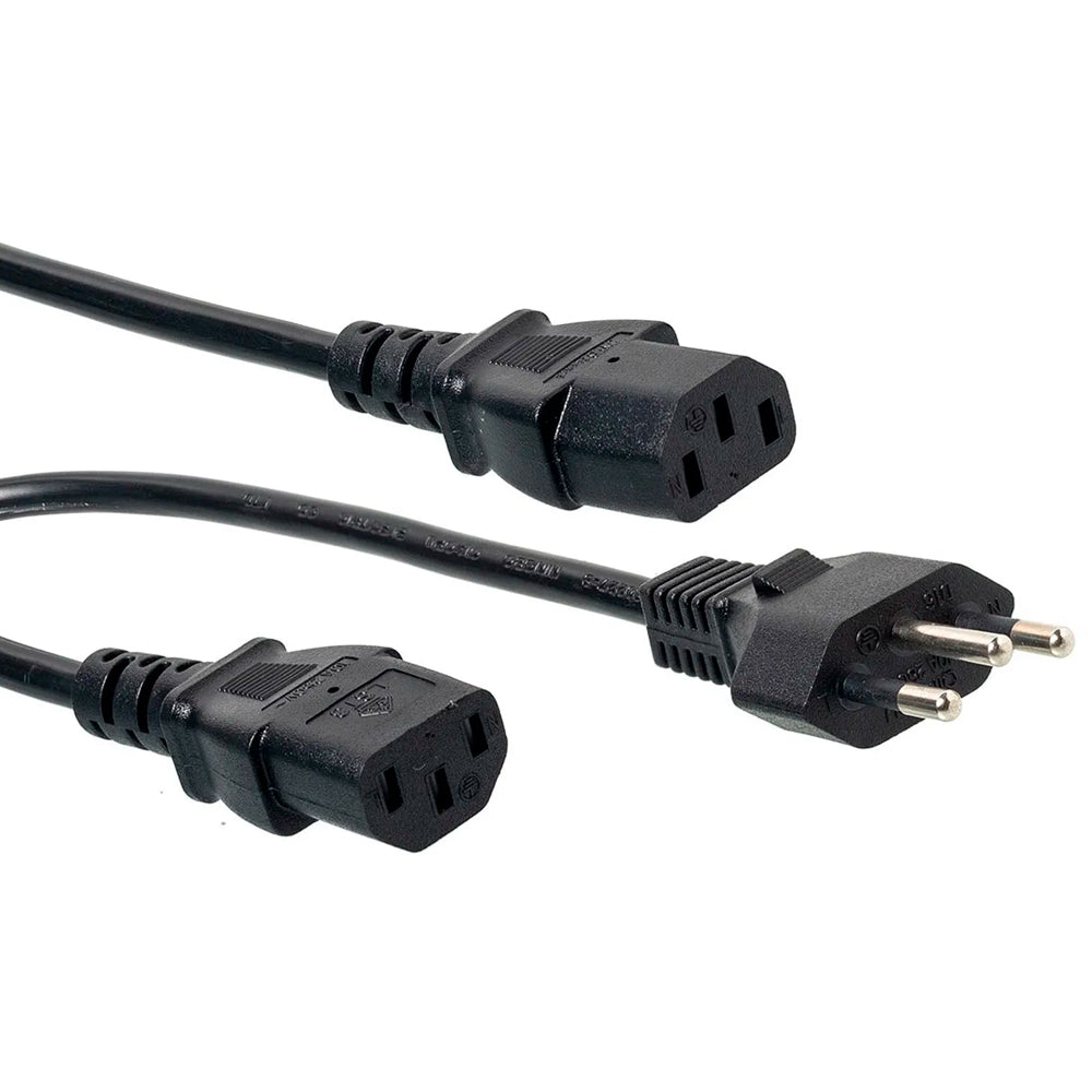 Cabo de Força Tripolar 2 Metros Y 1 Macho e 2 Fêmeas - Preto