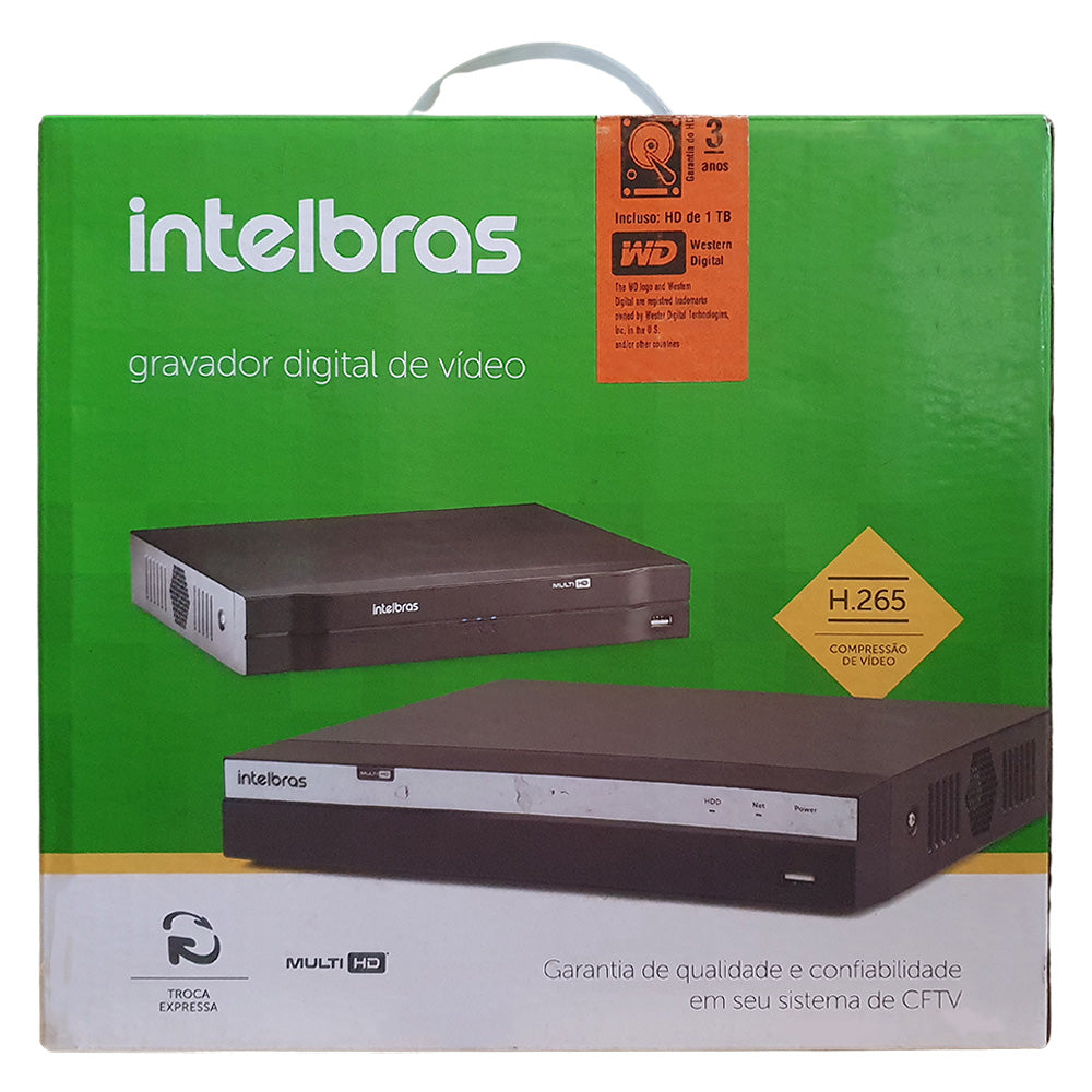 DVR Gravador de Vídeo Digital Com 4 Canais, Intelbras MHDX 3104, Com HD 1TB Western Digital