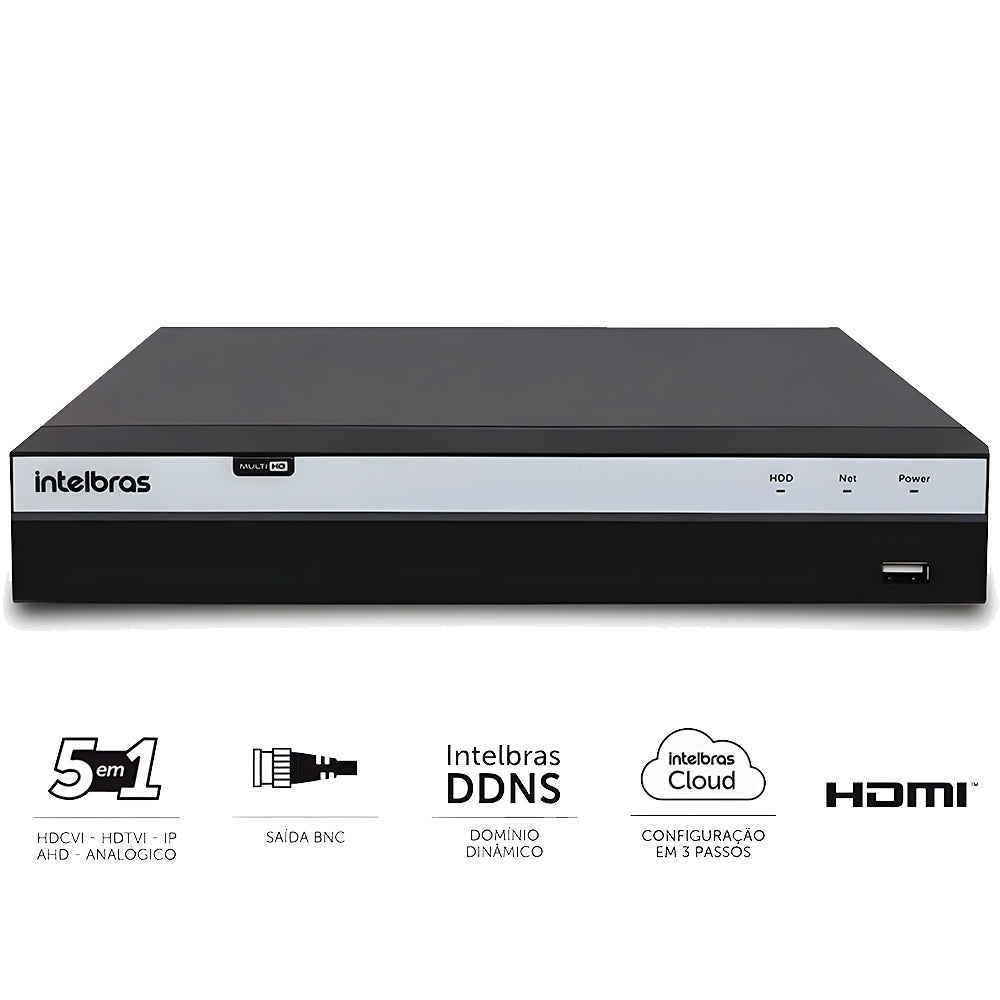 DVR Gravador de Vídeo Digital Com 4 Canais, Intelbras MHDX 3104, Com HD 1TB Western Digital