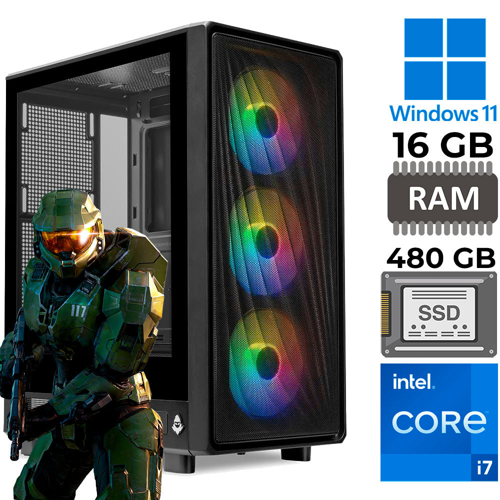 Computador Gamer Core i7-3770, SSD 480GB, 16GB RAM, Placa Vídeo RX 580 Streaky 8GB GDDR5 256 BIT, 500W 80 Plus, MidTower