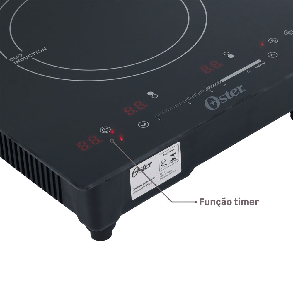 Cooktop por Indução Oster, 2 Bocas, Touch Screen 2 em 1, 220V, OTOP202