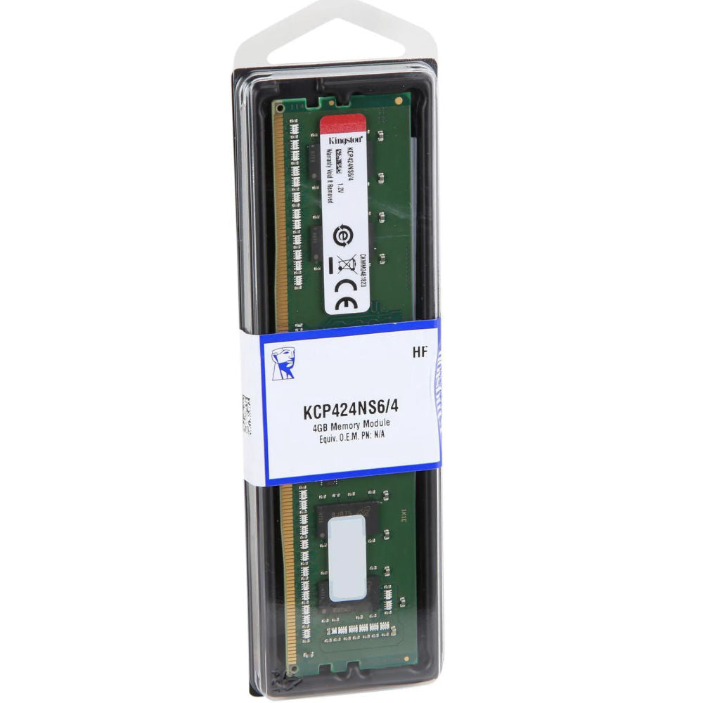 Memória RAM Desktop Kingston DDR4 4 GB 2400 MHz – KCP424NS6/4, 1,2 V, CL17 (PC4-19200)