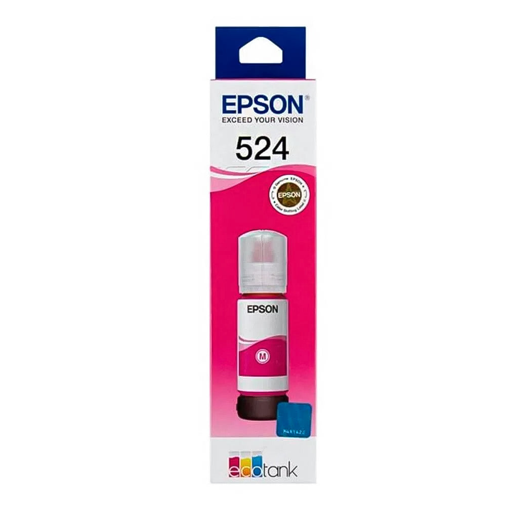 Refil de Tinta Epson 524 Magenta M 70ML T524120 Original Pigmentada Rendimento 6.000 Páginas L15150/ T524220/ T524320