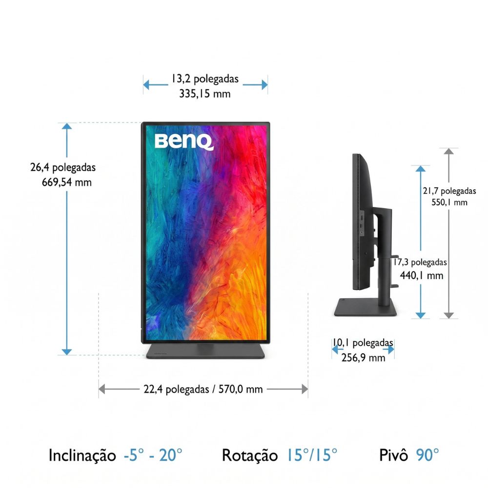 Monitor Profissional BenQ 25" PD2506Q-B 2K QHD IPS HDR400 Para Design e Edição