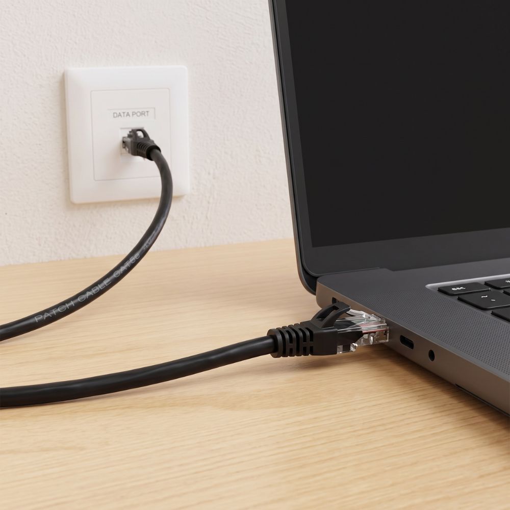 Cabo de Rede 1.5 Metro, Patch Cord PLusCable Preto, Cat.5E PC-ETHU15BK