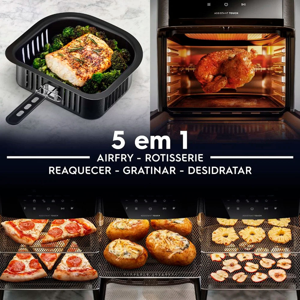 Airfryer Elétrica Forno Oven 12L, Electrolux EAF90 Digital, Receita Programada 2 Bandejas Espeto Giratório 1700W Grafite