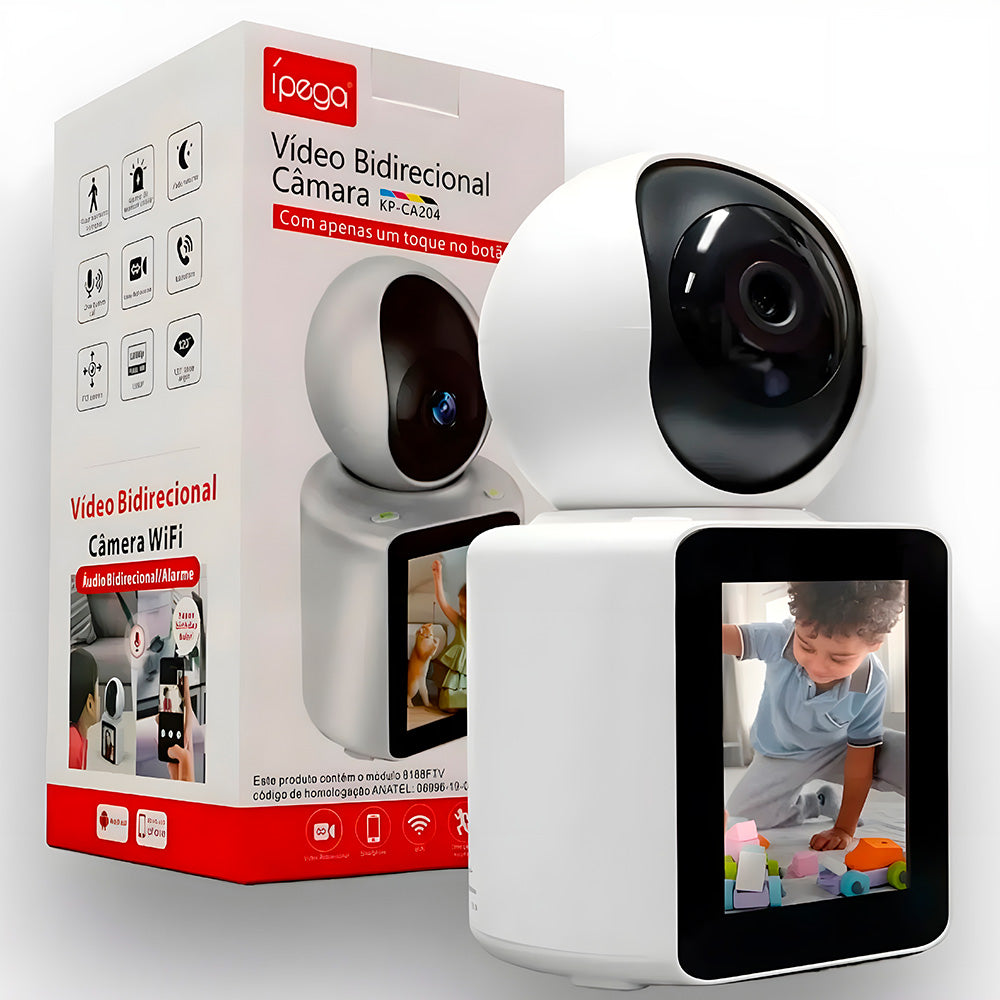 Camera IP, Bidirecional Para Video Conferencia e Baba Eletrônica Com Microfone e Detecção Ativa -Ipega KP-CA204