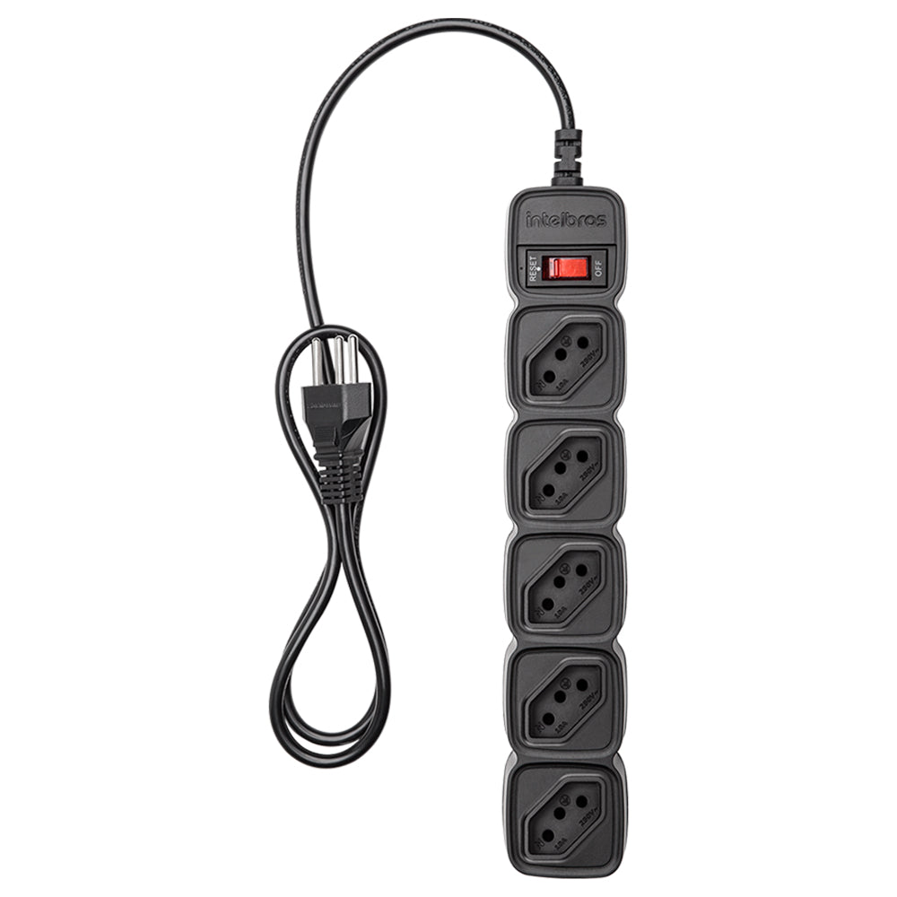 Protetor Filtro de Linha Intelbras EPE 205+, 5 Tomadas, Bivolt, Cabo 3 Metros, Preto