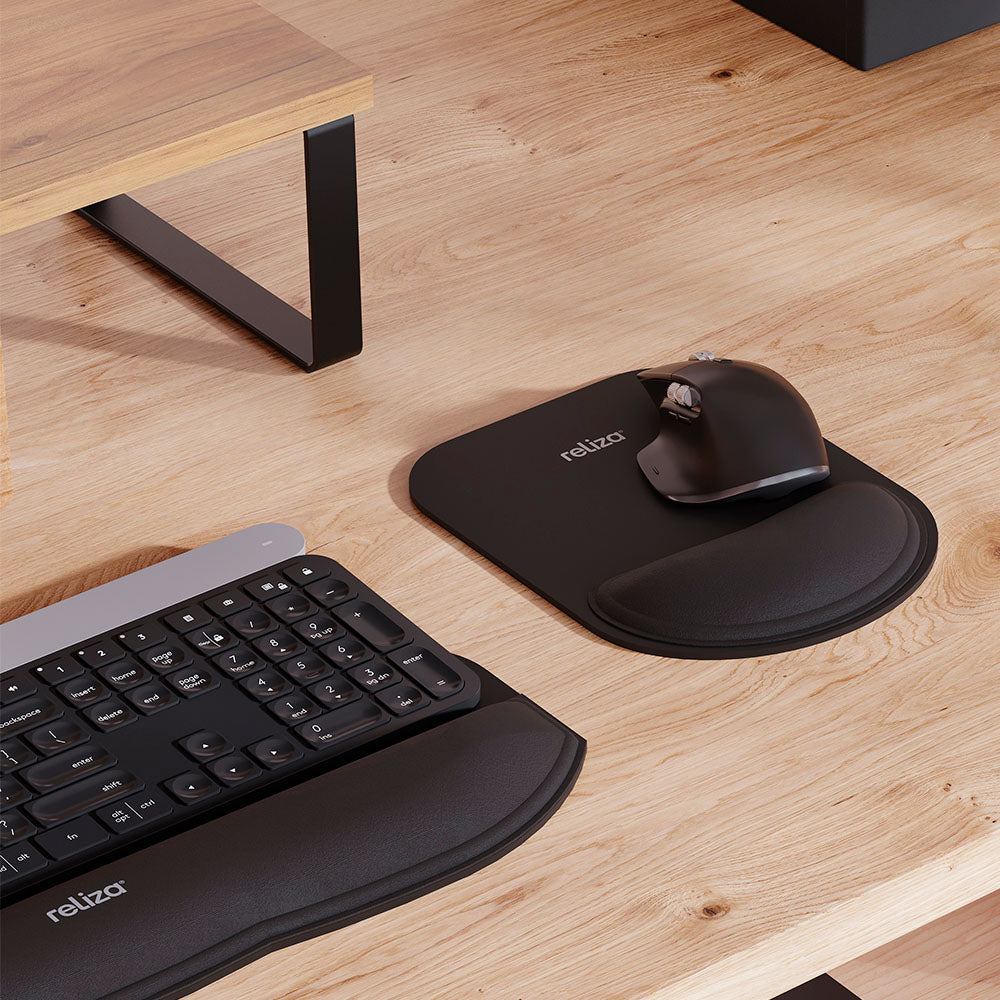 Mousepad Ergonômico 17x22cm, Reliza Compact, Com Apoio de Pulso e Base Antiderrapante - Preto