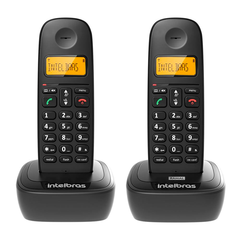 Telefone Sem Fio Intelbras TS 2512, Digital, Com Ramal Adicional, Preto - 4122512, Kit Com 2