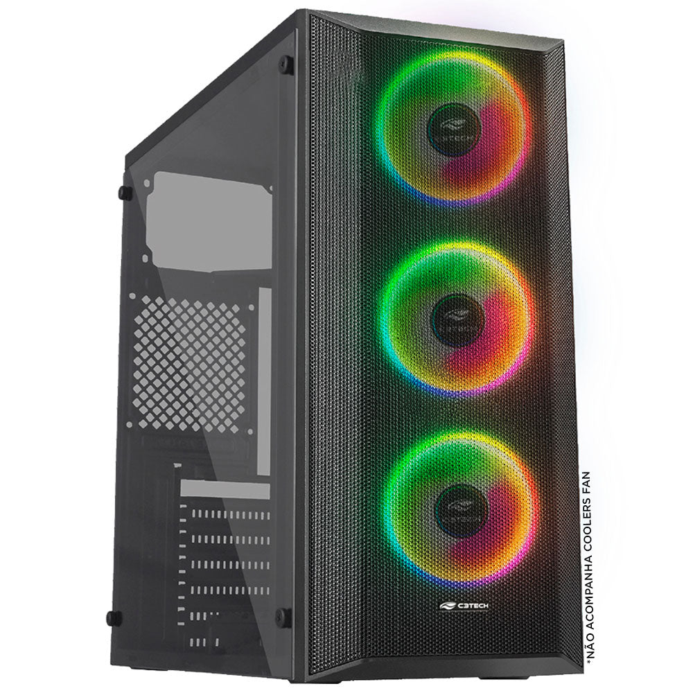 Gabinete Gamer MT-G220BK C3Tech, Lateral em Acrílico, Mid Tower, S/Fonte, Preto