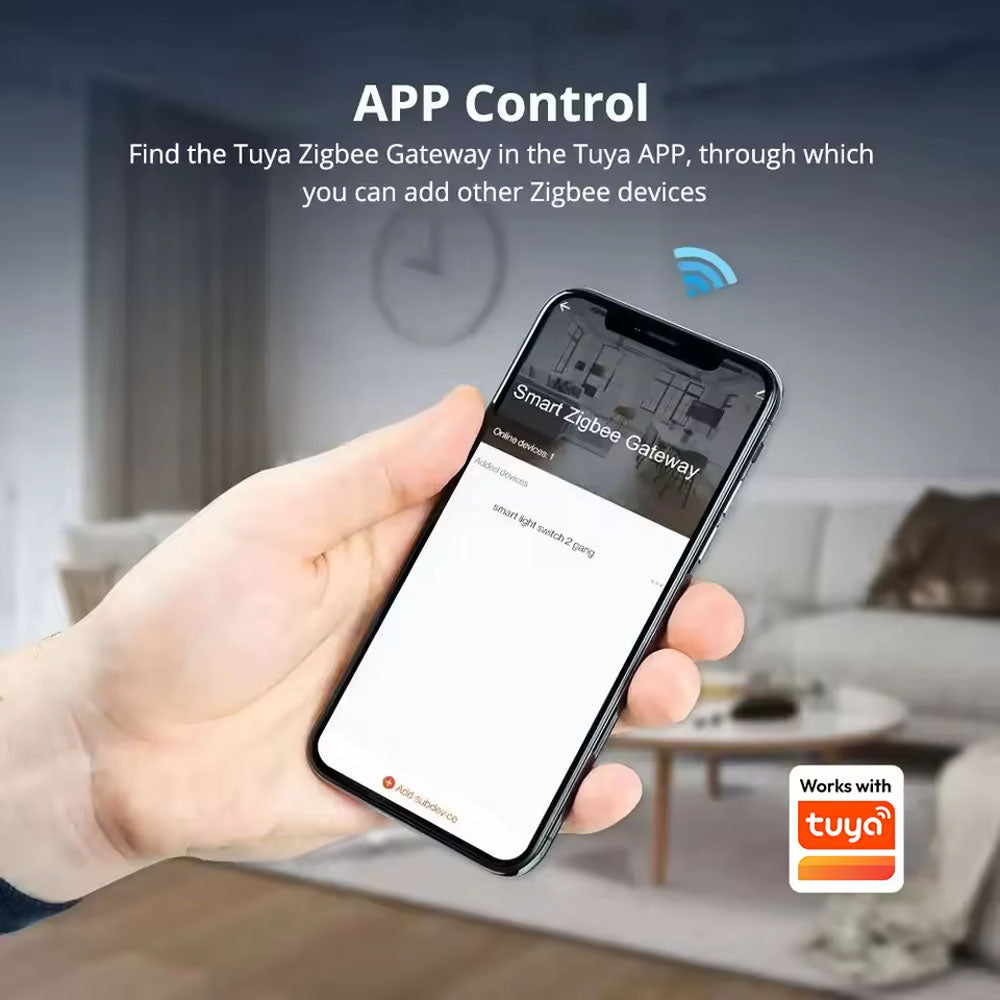 HUB Gateway Zemistart T1, Zigbee 3.0, Controle Por APP Tuya, Com Antena, Branco
