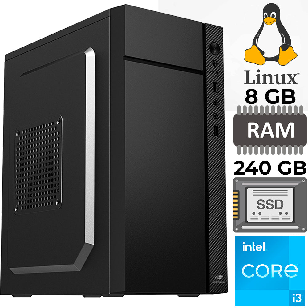 Computador Core i3-3220, Memória RAM 8GB, SSD 240GB, Gt-H61 Com Slot M2, Rede Gigabit, MT-34BK, Linux, e MousePad Brind