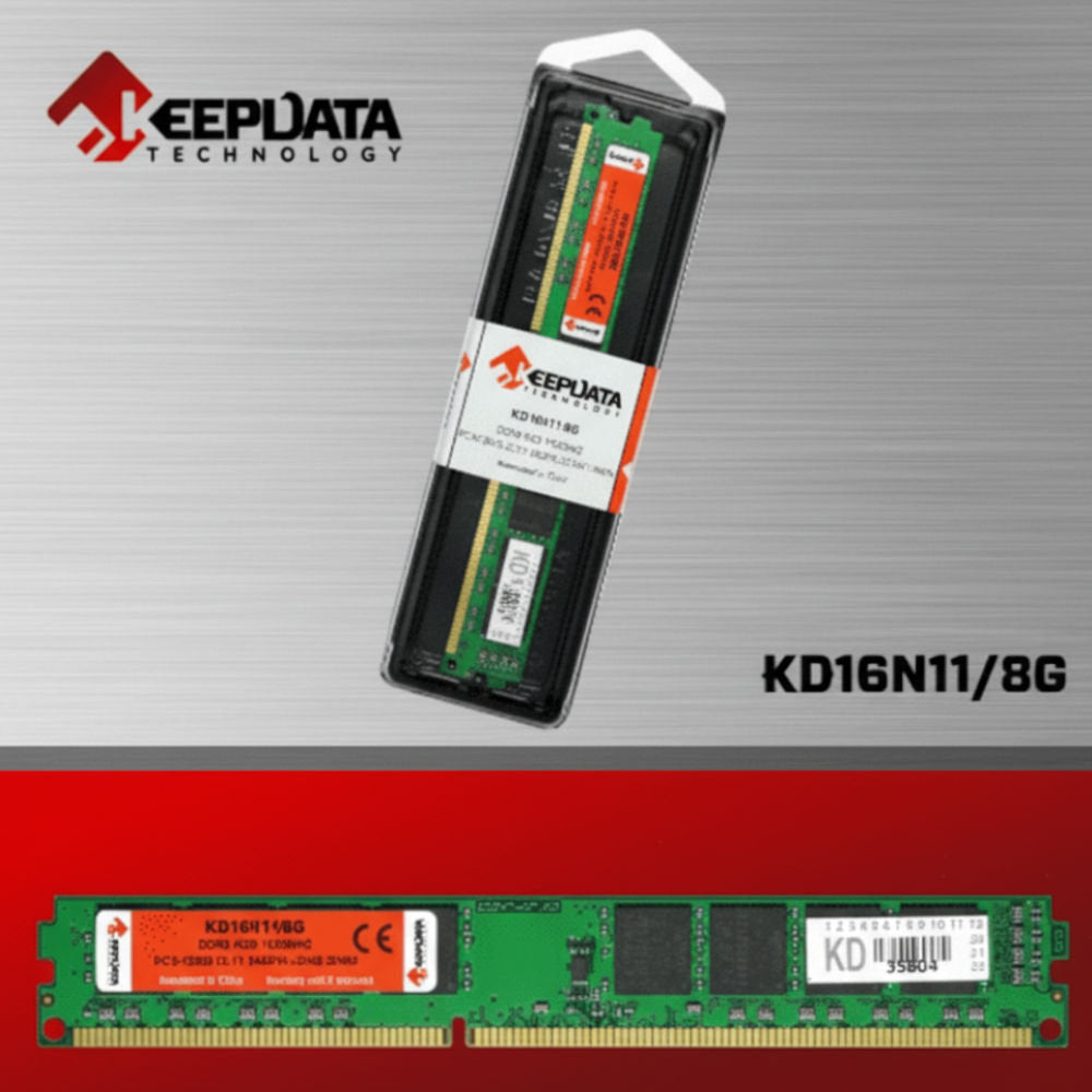 Memória RAM Desktop KeepData 8GB 1600Mhz DDR3 PC3-12800 CL11 Long DIMM KD16N11/8G