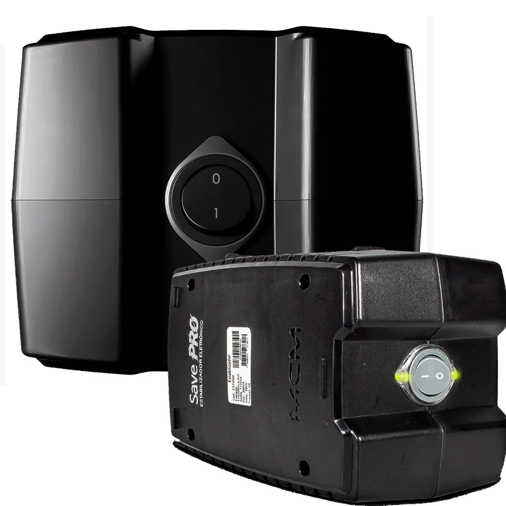Estabilizador 300VA MCM Save Pro Bivolt/115V, Com 4 Tomadas - Preto