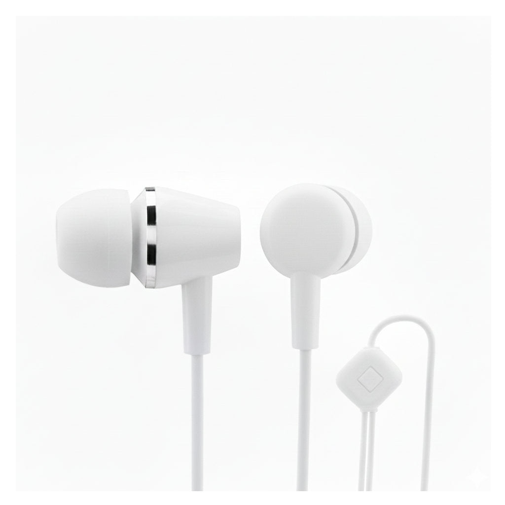 Fone De Ouvido EJ-32, Intra Auricular 3.5mm, Cabo em TPU Revestido, Cabo 1.2 Metros, H'maston, Branco