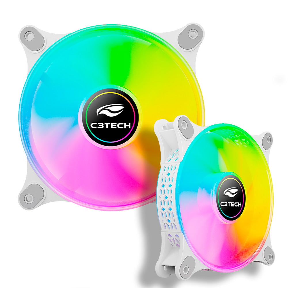 Cooler Fan Gamer, LED ARGB, F9-L170WH, 12cm, 6 Pinos, C3Tech Gaming, Branco