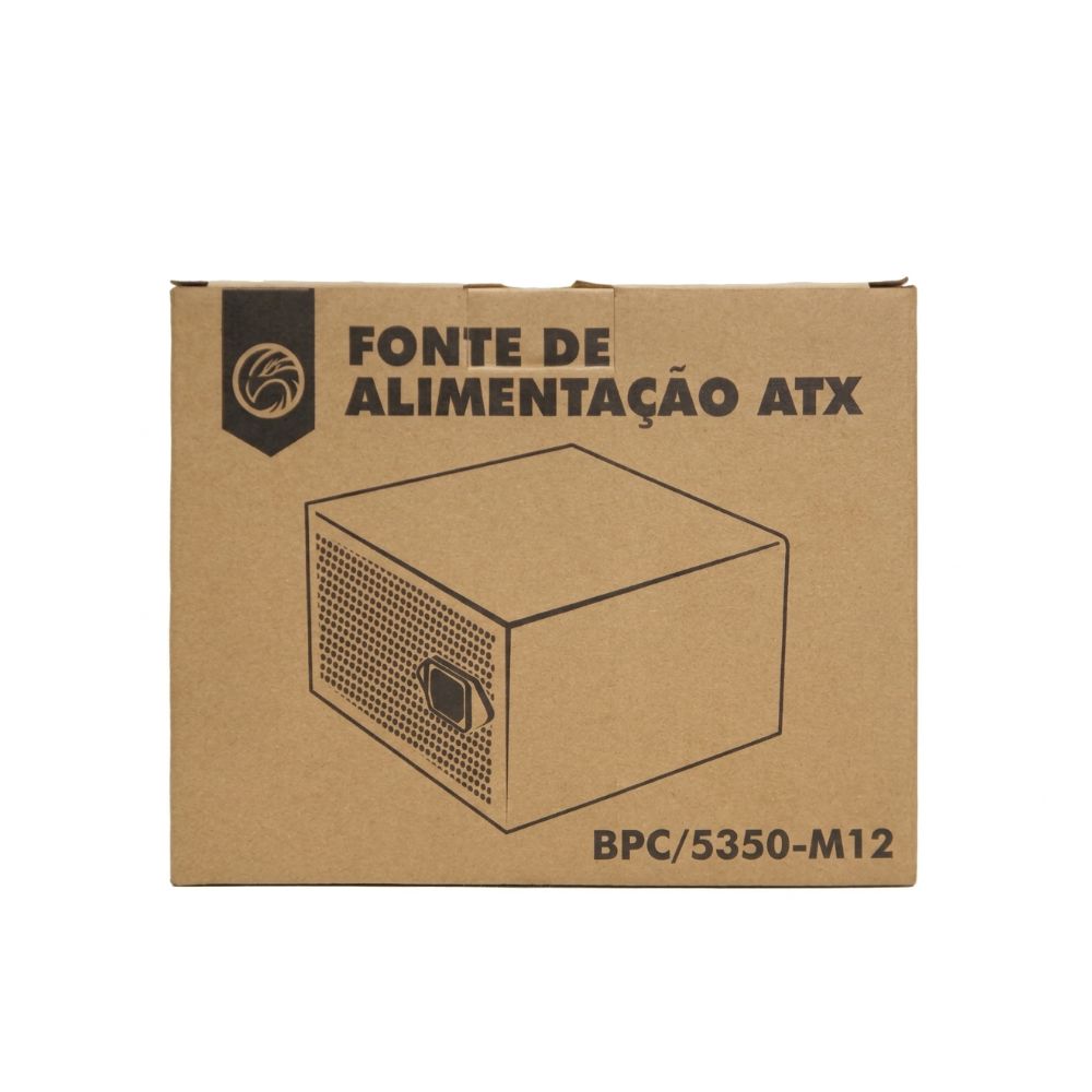Fonte de Alimentação ATX 500W BRAZILPC BPC/5350B-M12 12X12CM 24 Pinos C/Cabo