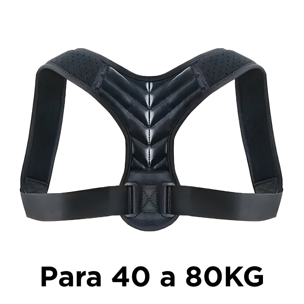Cinta Colete Corretor de Postura, Corretor de Costas Ajustável, Tamanho M, Para 40 a 80Kg - Preto