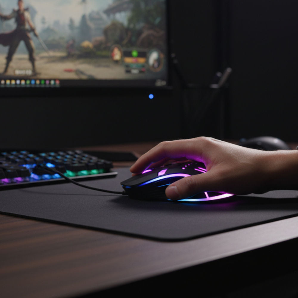 Mouse Gamer com Fio USB S1 FY, Iluminação RGB e Design Ergonômico, Preto