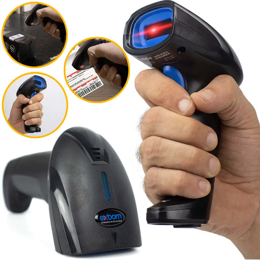 Leitor De Código De Barras Sem Fio Wireless 2.4ghz Com Bateria 1800mah, Exbom LCB-S600A