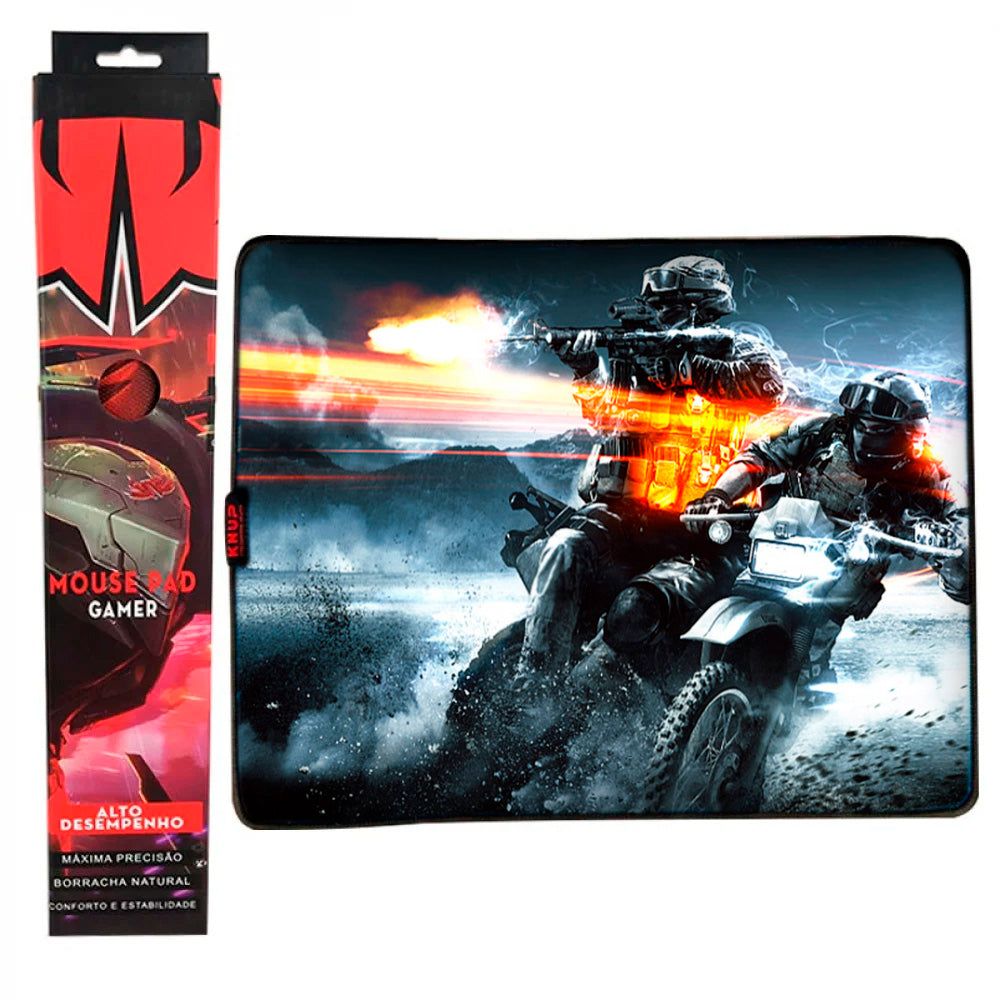Mouse Pad Gamer Grande KNUP, 420x320mm Superficíe Têxtil Antiderrapante, Borda Costurada - KP-S07