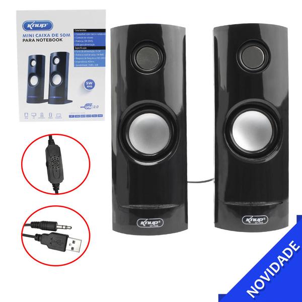 Mini Caixa de Som Para Notebook Pc Sknup Kp7026 Usb 2.0