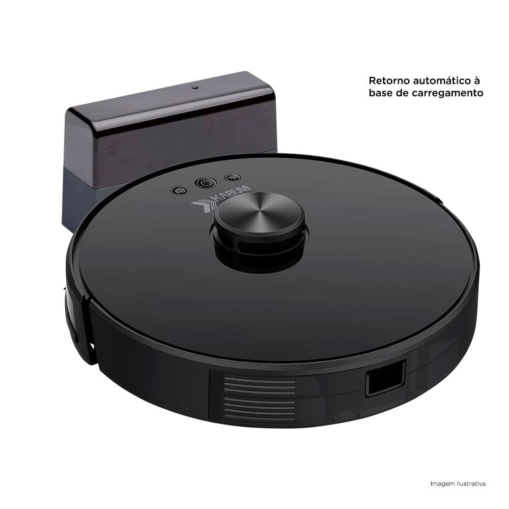 Robô Aspirador de Pó KaBuM! Smart 700, Aspira e Passa Pano, Compatível com Google Assistant e Alexa XR500 Bivolt - Preto