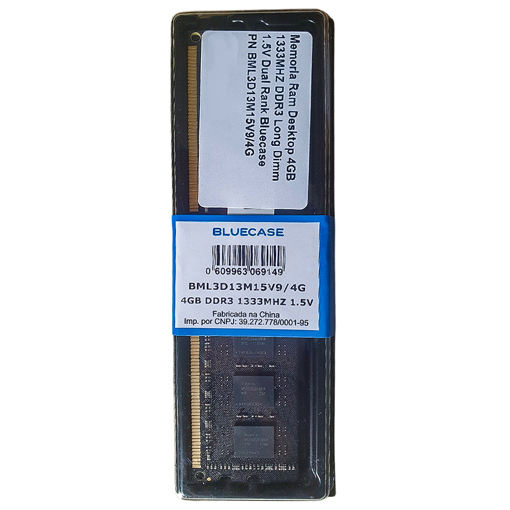 Memoria Ram Desktop 4GB 1333MHZ DDR3 Long Dimm 1.5V Dual Rank Bluecase PN BML3D13M15V9/4G