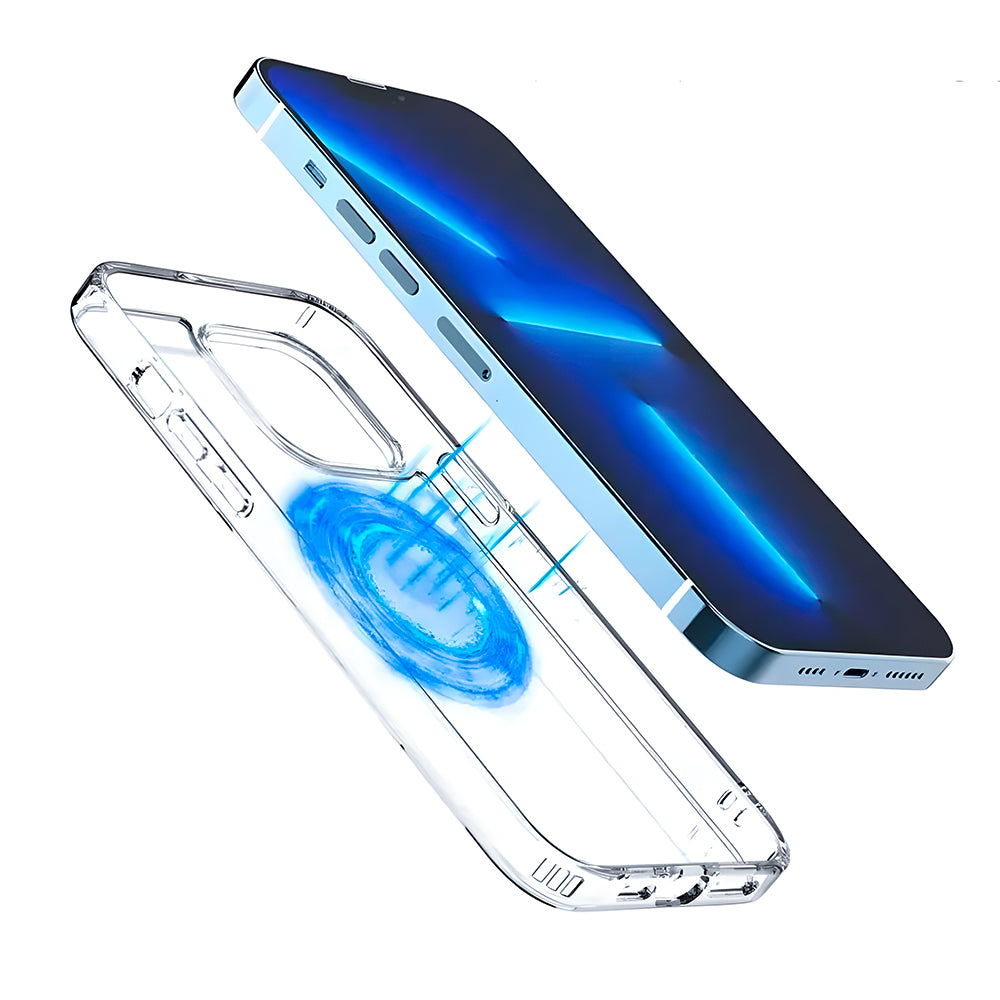 Capa Transparente, Com Suporte Para Carregamento Magnético, Para iPhone 13
