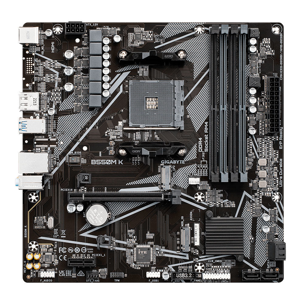 Placa Mãe Gigabyte Para AMD, B550M K Ultra Durable, Com 4 Slots RAM, 4xDDR4, mATX
