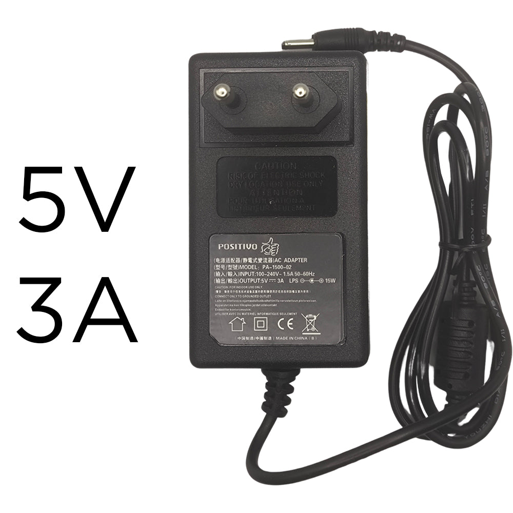 Fonte Compatível Notebook Positivo, 5V, 3A, STILO ONE XC3550, PN: 1500-02, Plug Preto 3.0mm x 1.0mm