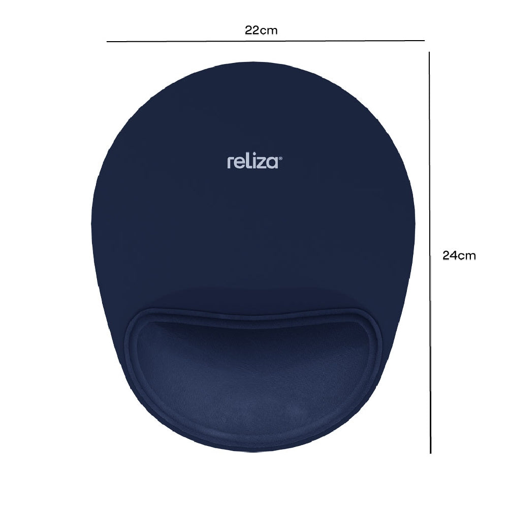Mouse Pad Ergonômico 24 x 20,6cm, Reliza Comfort, Apoio para Pulso e Base Antiderrapante - Azul Marinho