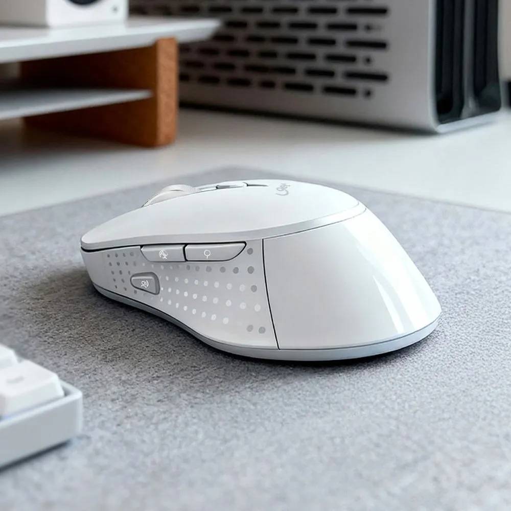 Mouse Sem Fio Bluetooth 5.1 USB, Recarregável Get Silence, 7 botões, 1600DPI, Branco