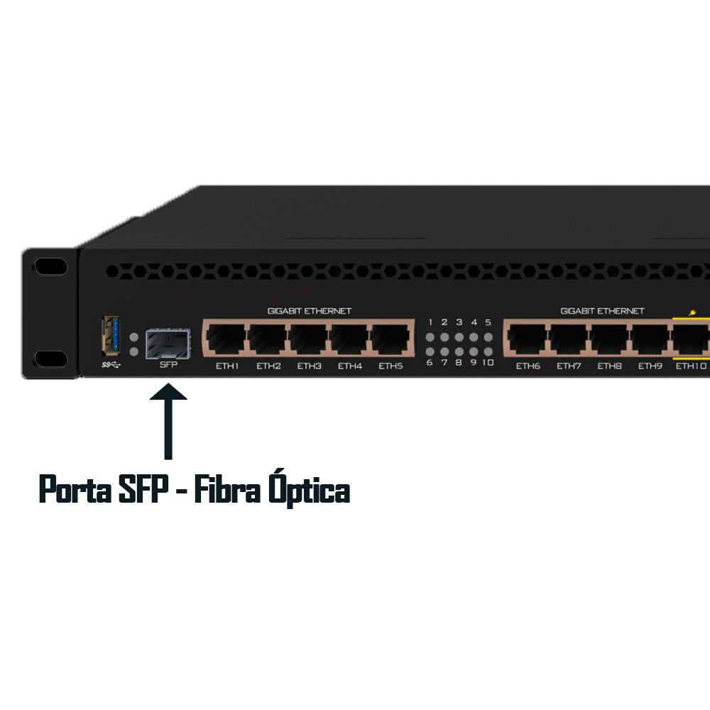 Routerboard Mikrotik RB3011UIAS-RM BR L5 Com 10 Portas GIGABIT + Porta SFP Fibra óptica