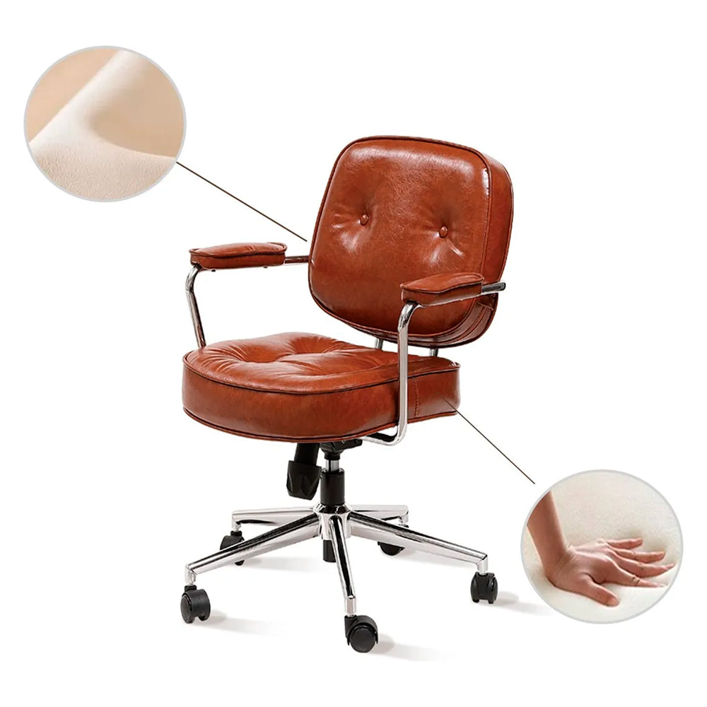 Cadeira Giratória Luxuosa Diretor De Alto Luxo Lazer, Retrô Design Confortável - Marrom