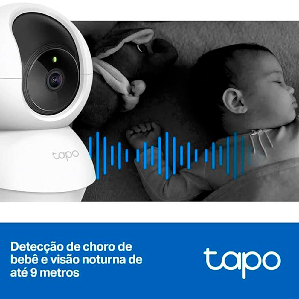 Câmera De Segurança Tp-Link Tapo C200 Wi-Fi Interna 360º 1080p Full HD Bivolt