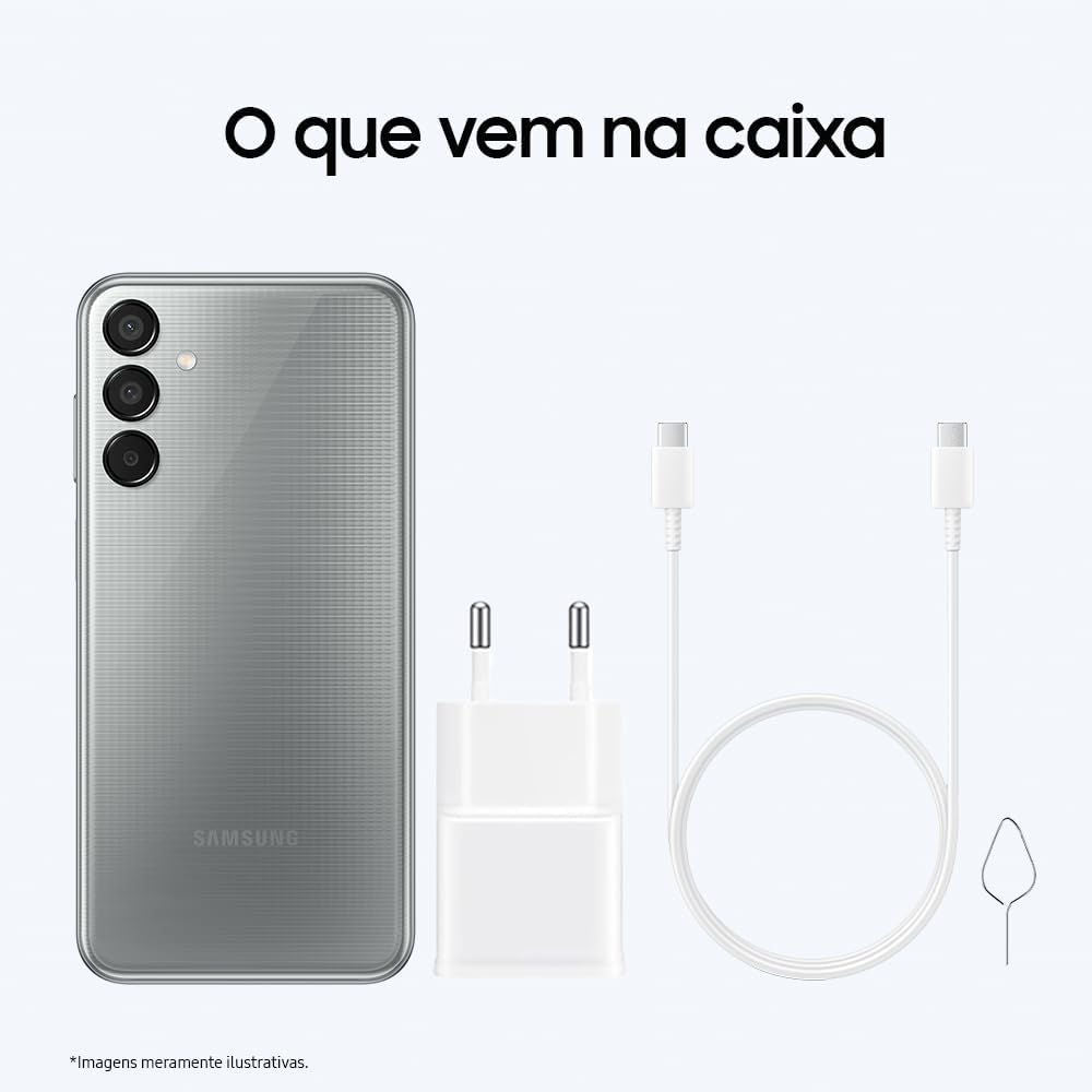 Smartphone Samsung Galaxy M15 5G Cinza 128GB 4GB RAM Tela 6.5" Super AMOLED FHD+ 90Hz Câmera 50MP, SM-M156B/DSN