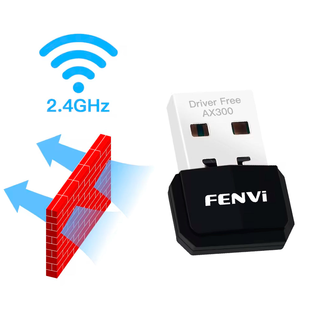 Adaptador Wi-Fi 2.4 Ghz, USB 2.0, 300Mbps, Padrão Wi-Fi 6, Fenvi - AX300